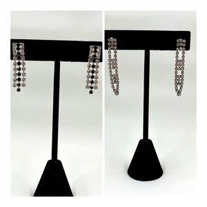 Set of 2 Pairs of Vintage Rhinestone Drop Earrings